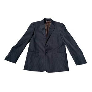Caravelli Sz 14 Reg JR Boys Blazer Sport Coat Suit Jacket Pin Stripe Navy Blue